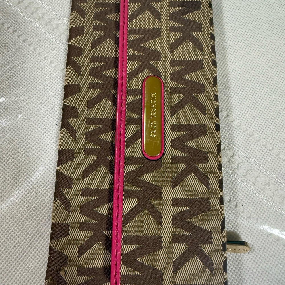Michael Kors Tan and Pink Logo Wallet